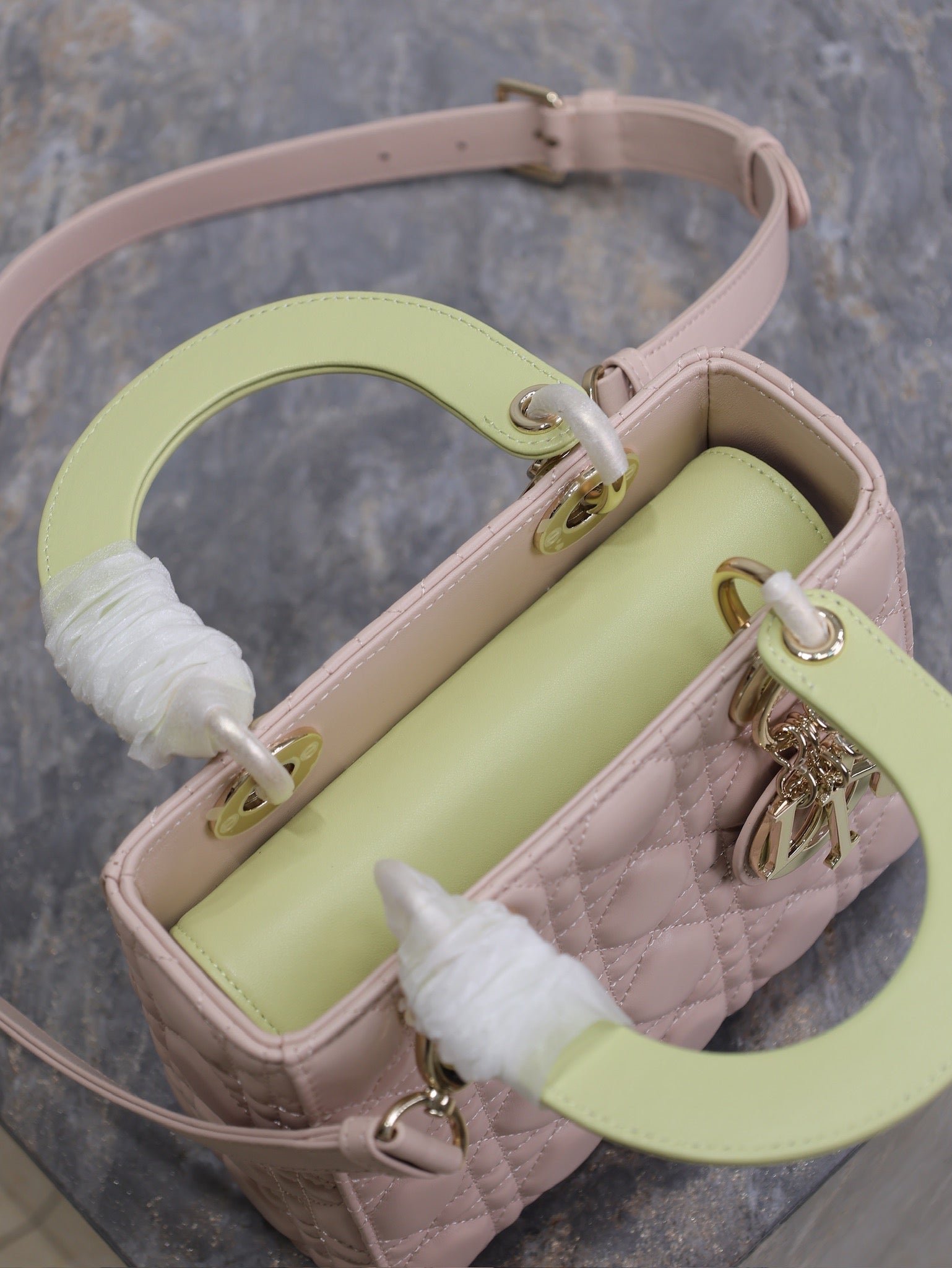 Dior Lady Bag 17 Pink Pale Green Lambskin - Image 5
