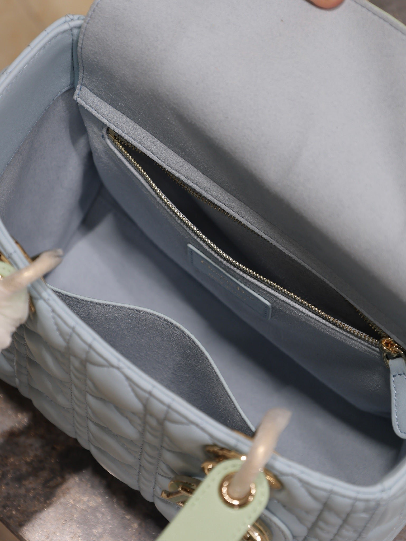 Alternative view of Dior Lady Bag 20 Celeste Blue Pale Green Lambskin