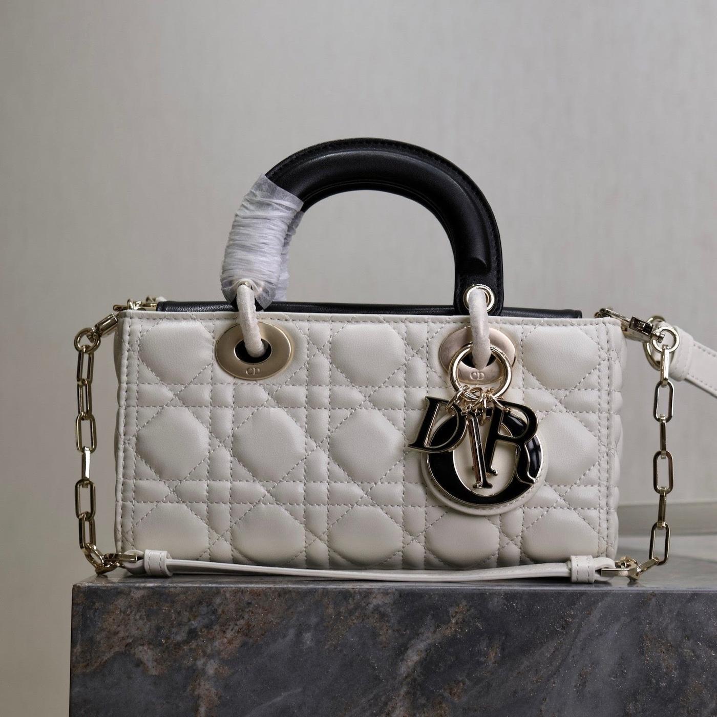 Dior Lady D-Joy 22 Beige Black Lambskin