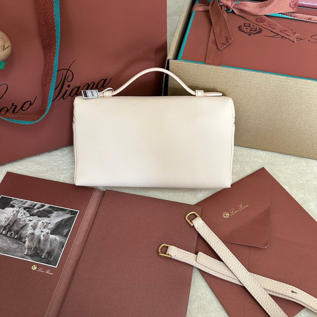 Alternative view of EXTRA POCKET L19 IN LIGHT PINK CALFSKIN WITH GOLD HARDWARE