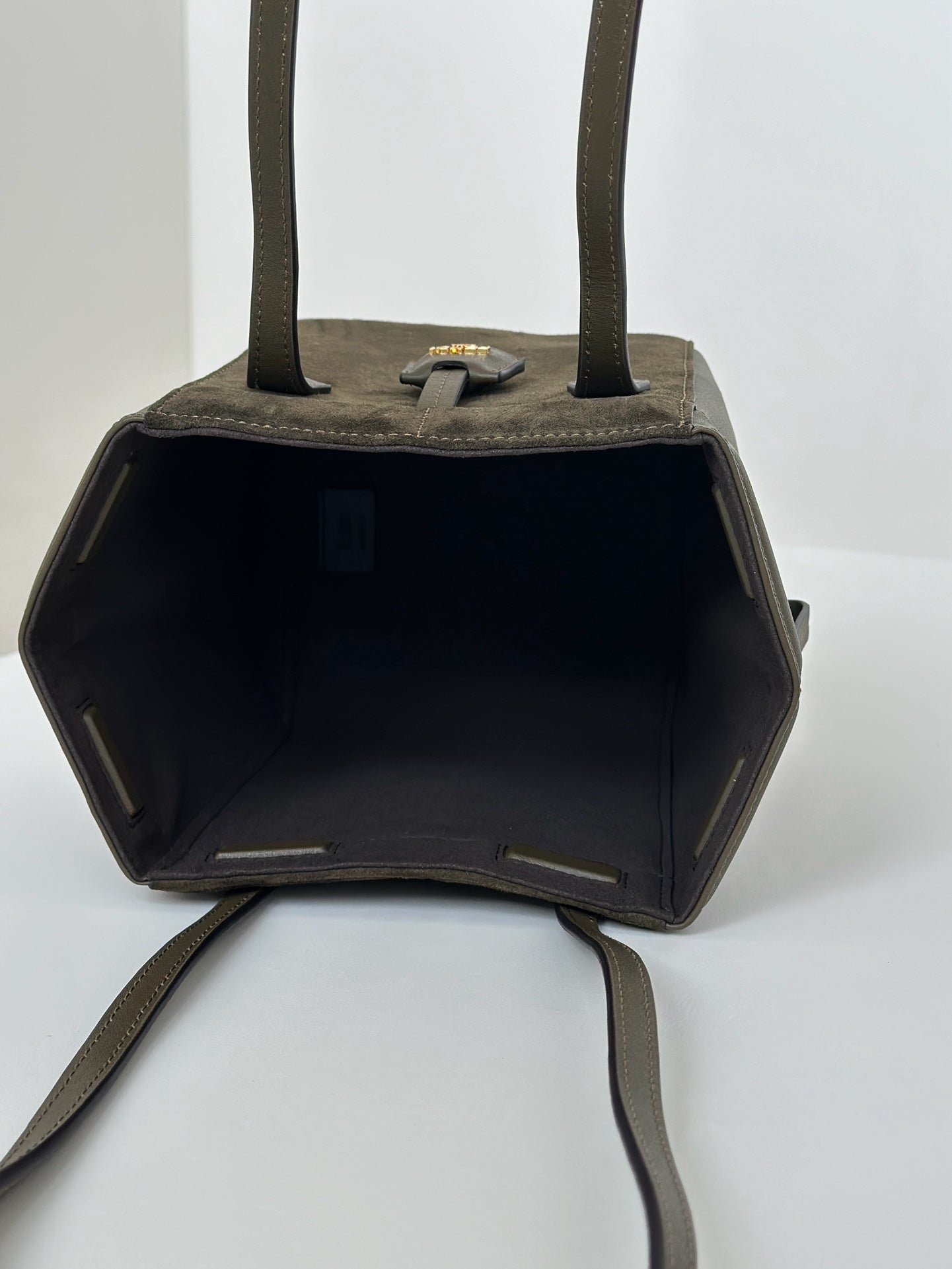 Fendi Origami Mini 19 Army Green Lambskin And Suede - Image 6