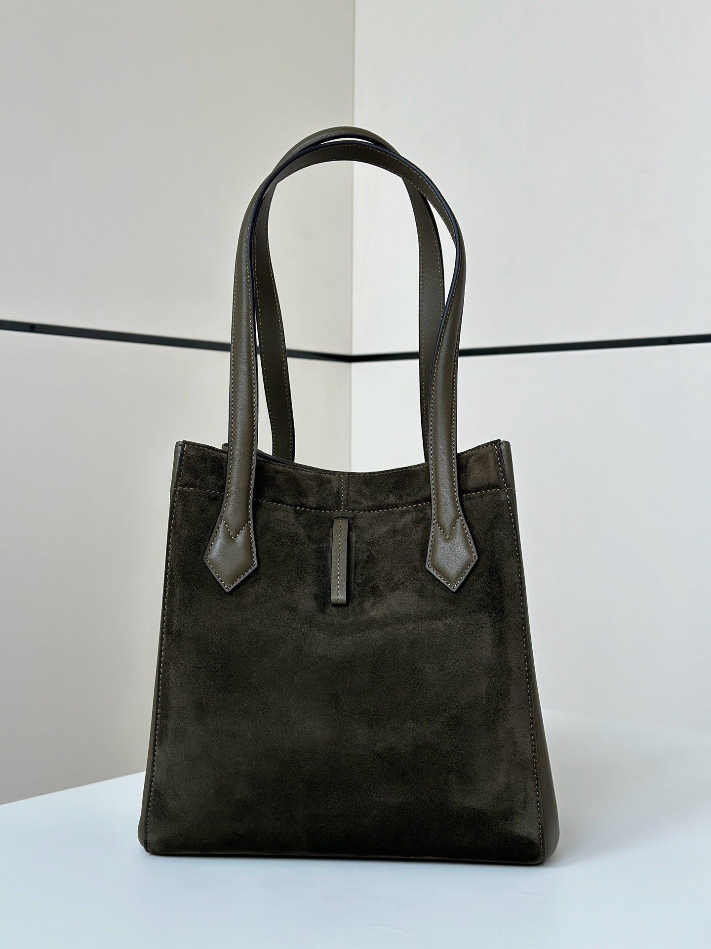 Fendi Origami Medium 27 Army Green Lambskin Suede - Image 6
