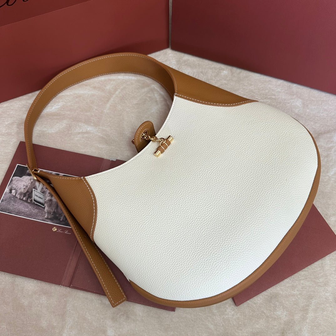 Alternative view of BOBBIN SHOULDER BAG 32 IN WHITE MIX BRONZE BROWN CALFSKIN WITH GOLD HARDWARE