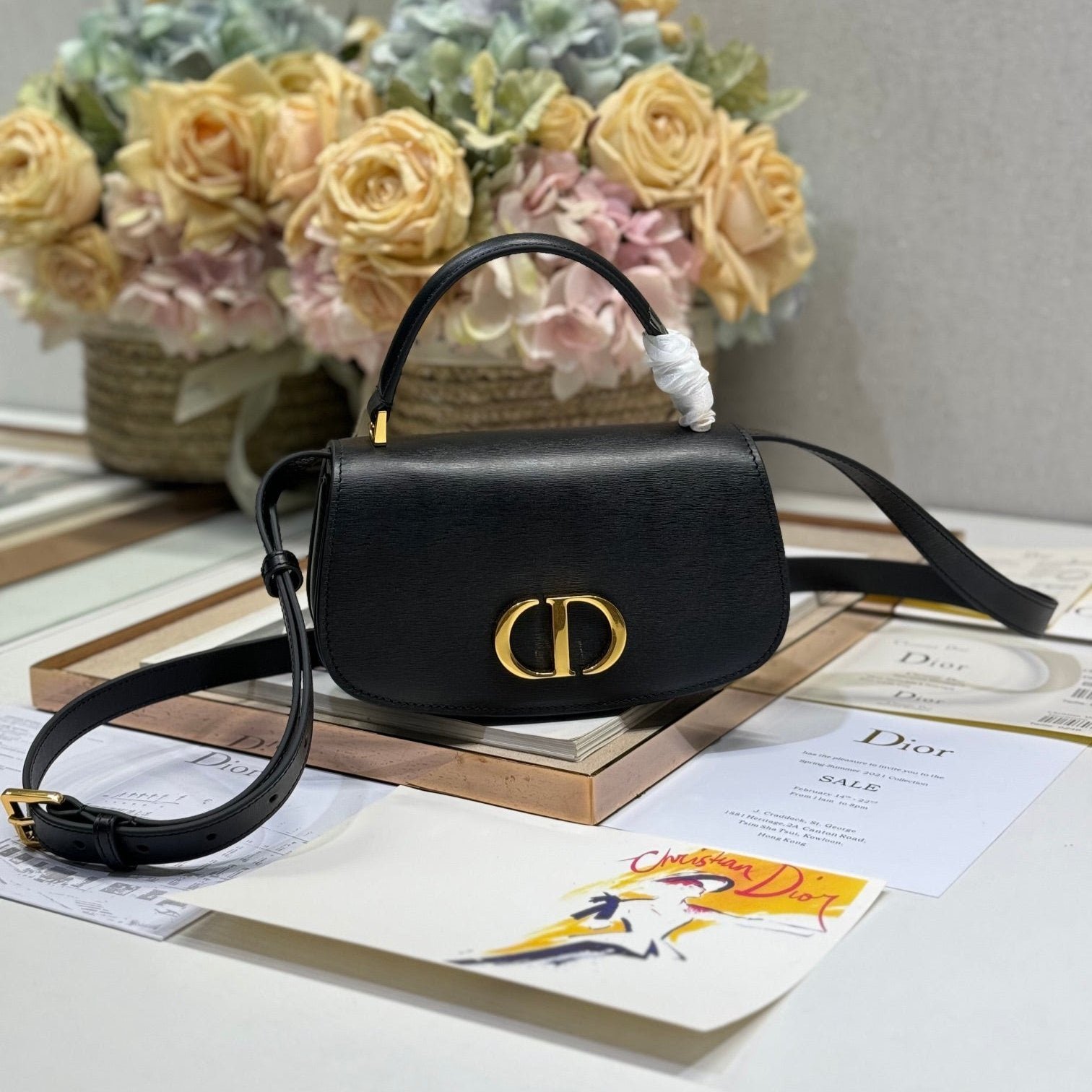 Dior Montaigne Avenue Small 19 Black Calfskin Bag