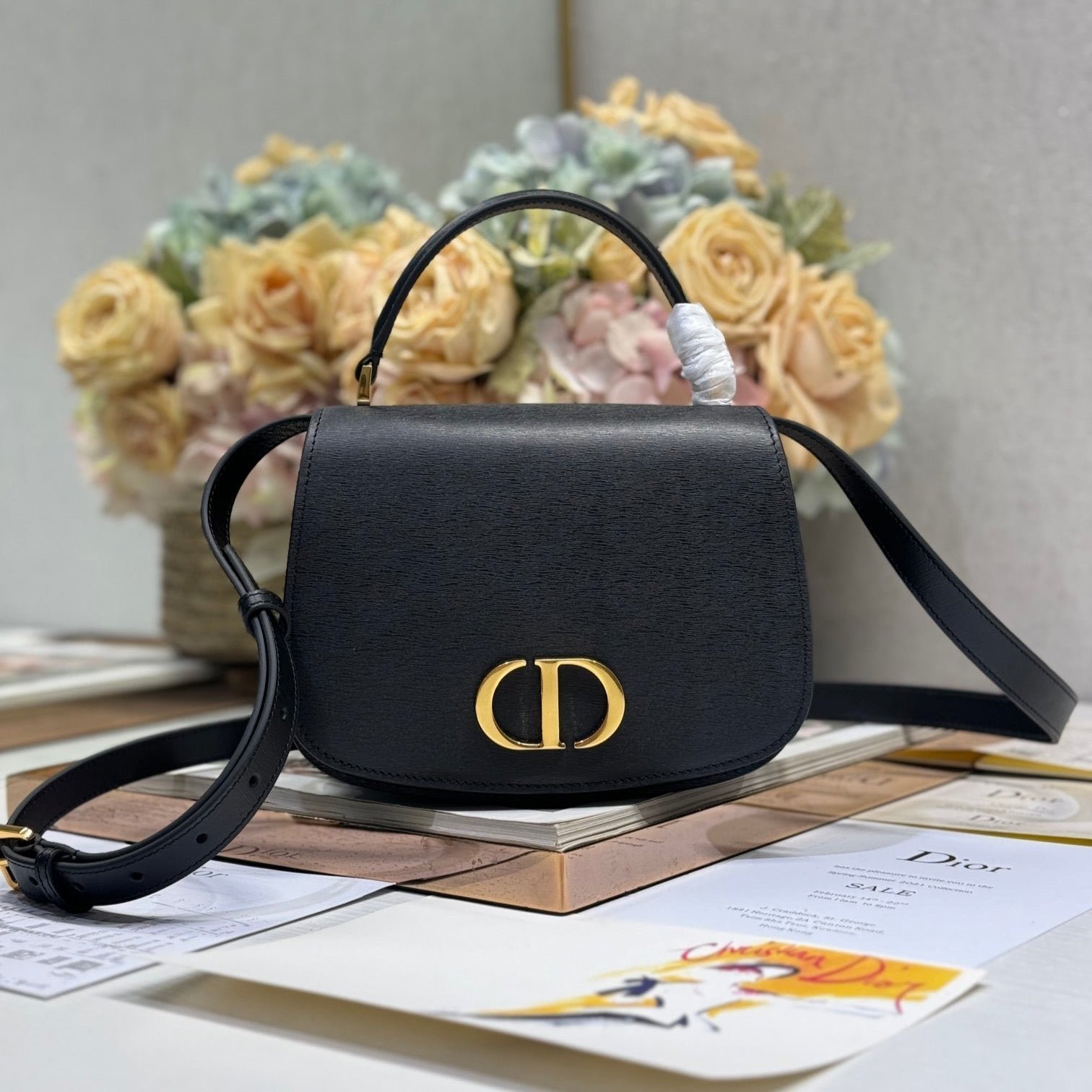 Dior Montaigne Avenue Small 19 Black Calfskin Bag