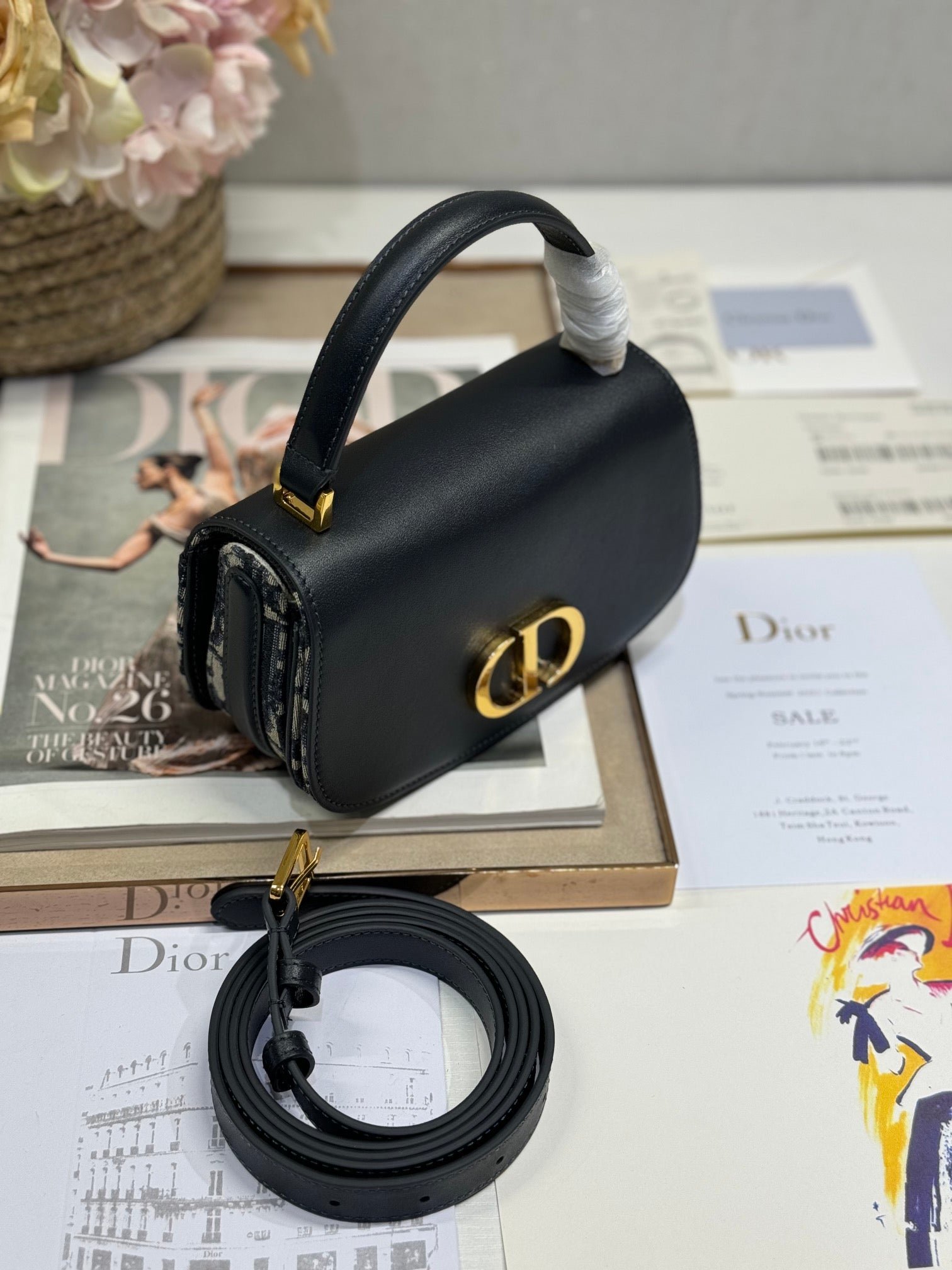 Alternative view of Dior Montaigne Serie 19 Blue Jacquard & Black Bag