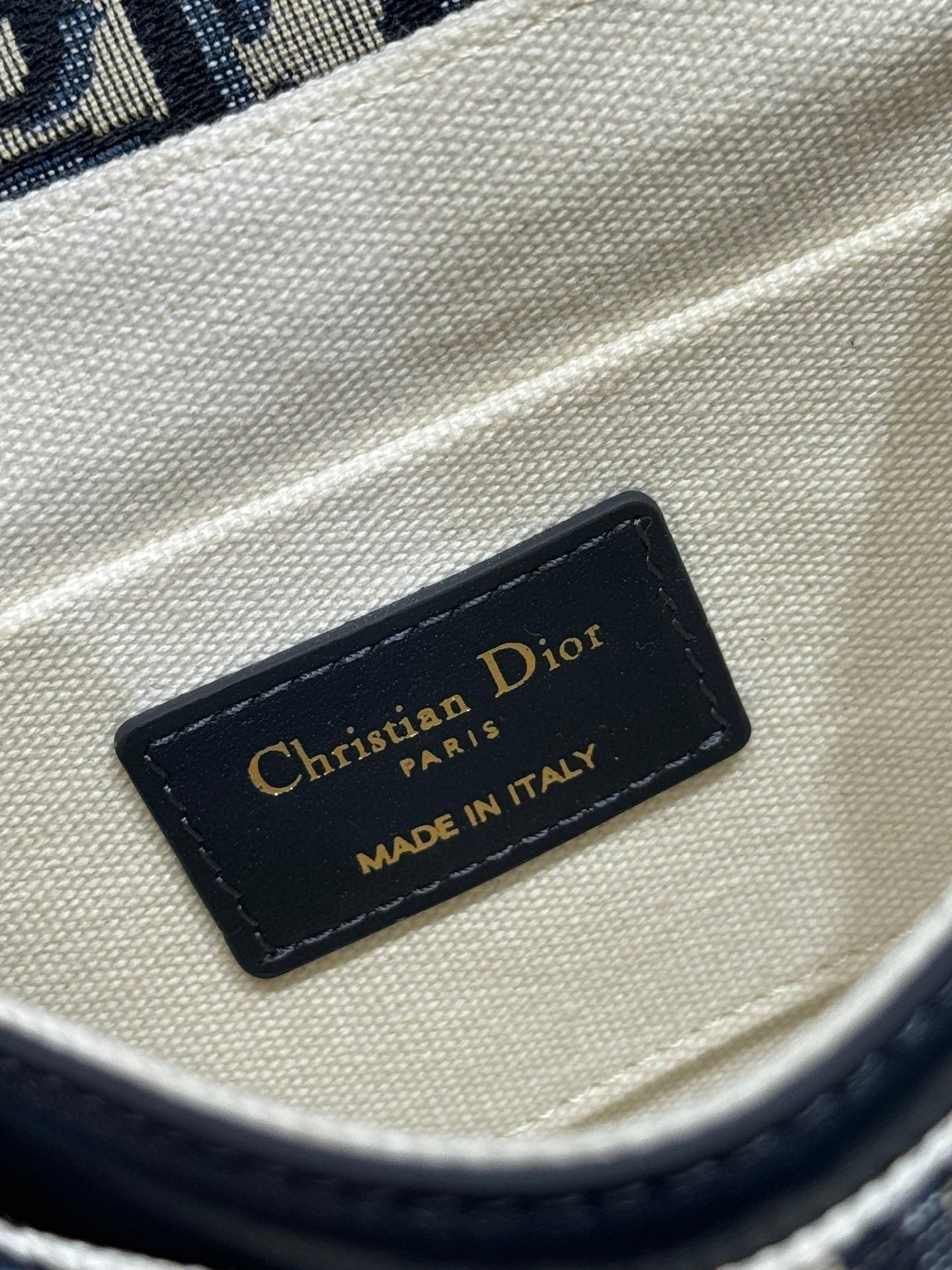 Dior Montaigne Series Blue Jacquard & Black Bag - Image 9