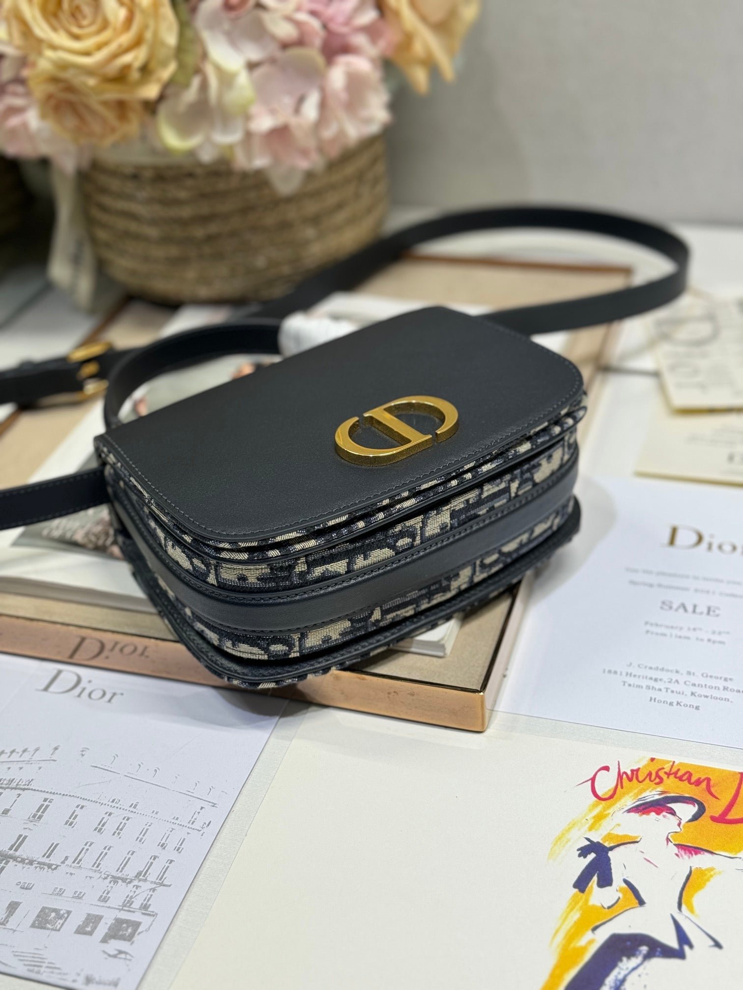 Alternative view of Dior Montaigne Series Blue Jacquard & Black  Bag