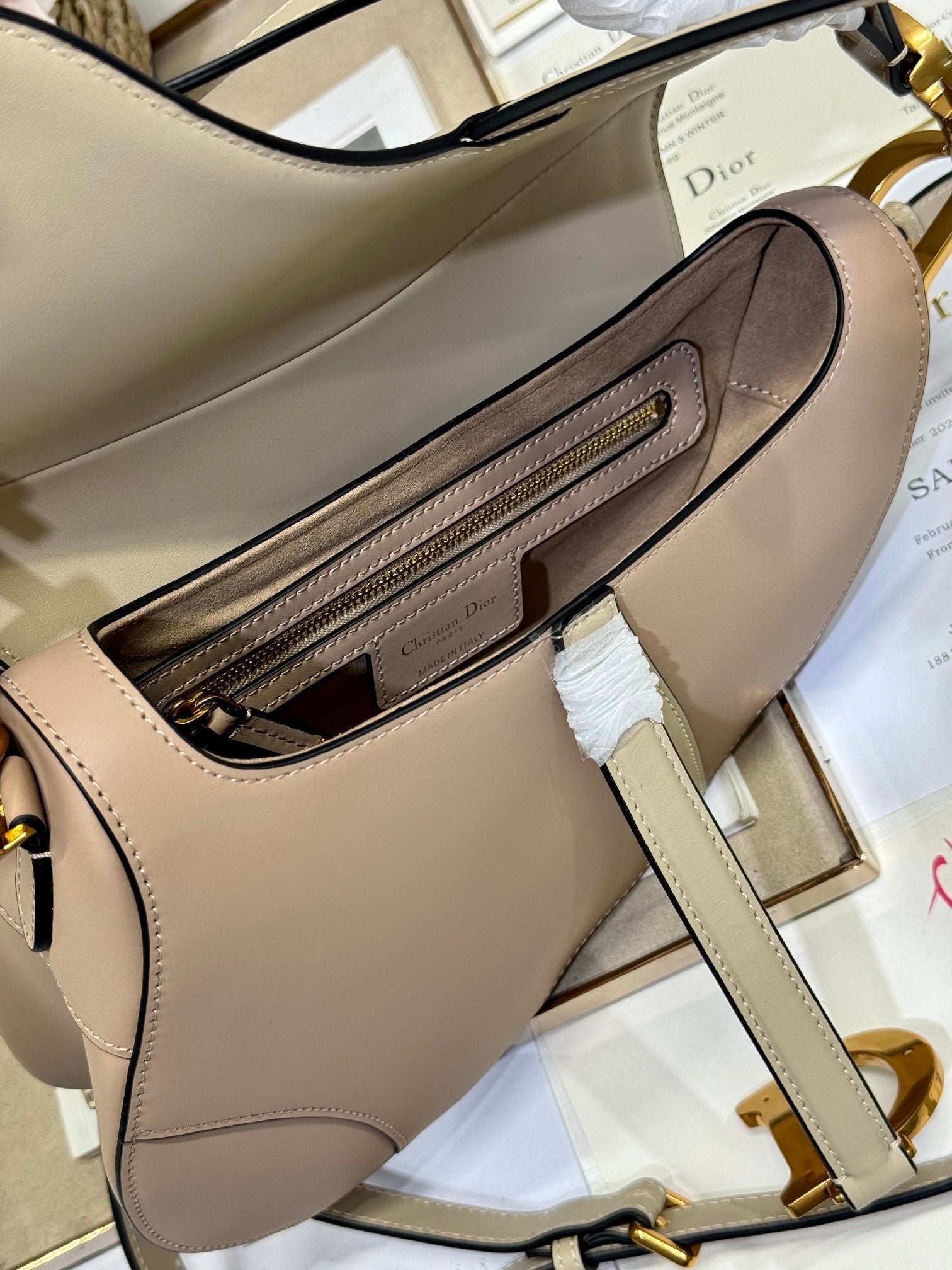 Dior Saddle Series Latte Brown Grained Calfskin Bag - Image 6