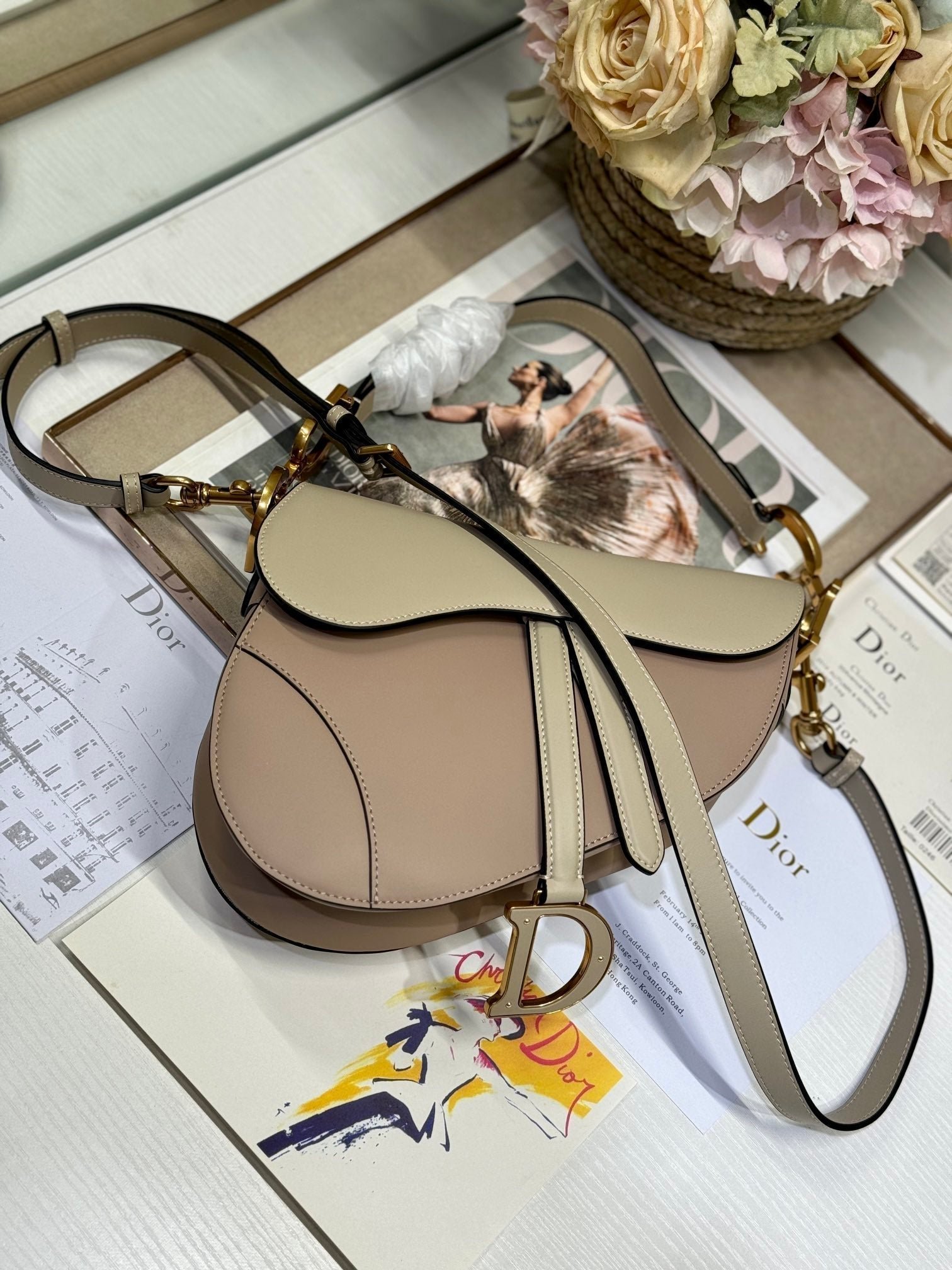 Dior Saddle Series Latte Brown Grained Calfskin Bag - Image 3