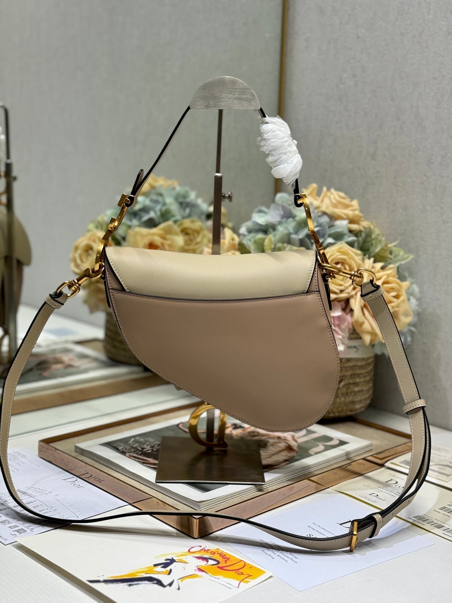 Dior Saddle Series Latte Brown Grained Calfskin Bag - Image 4