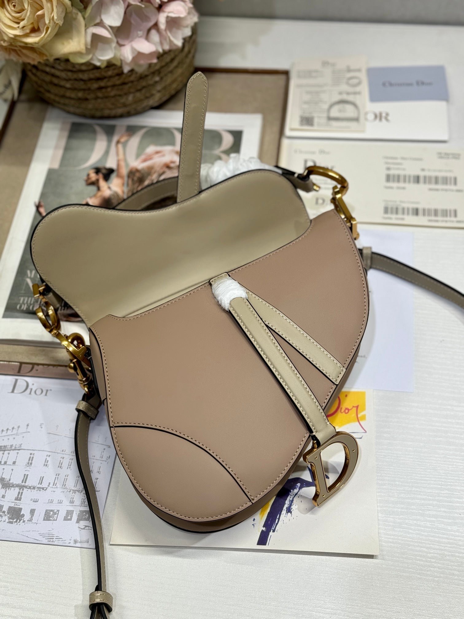 Dior Saddle Series Latte Brown Grained Calfskin Bag - Image 5
