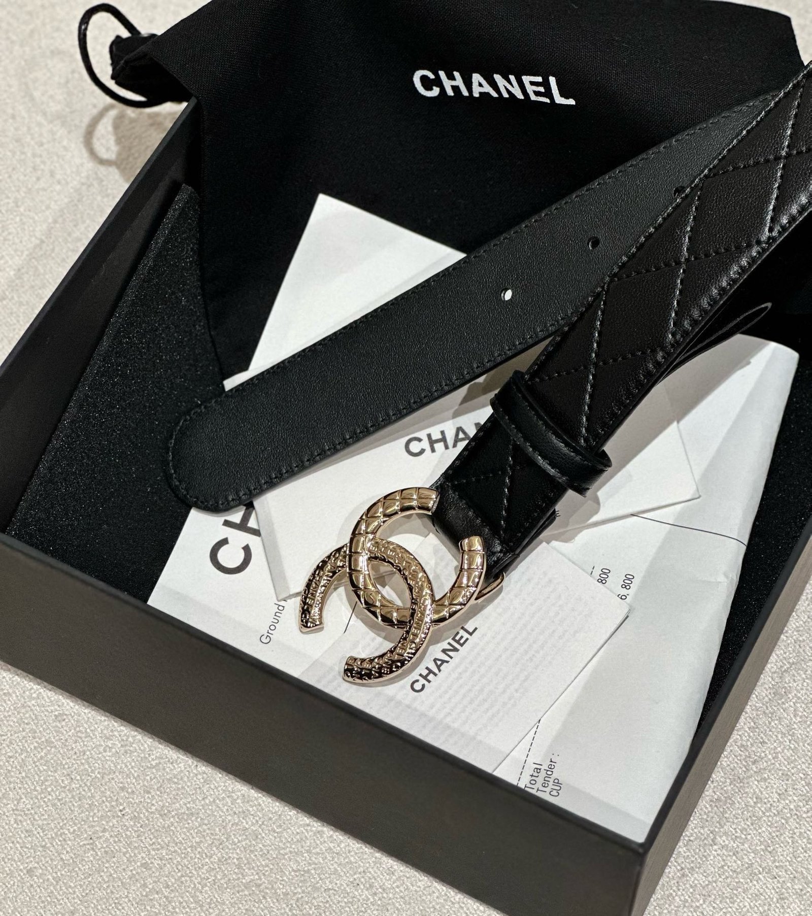 Chanel Black Quilt Belt - Image 4