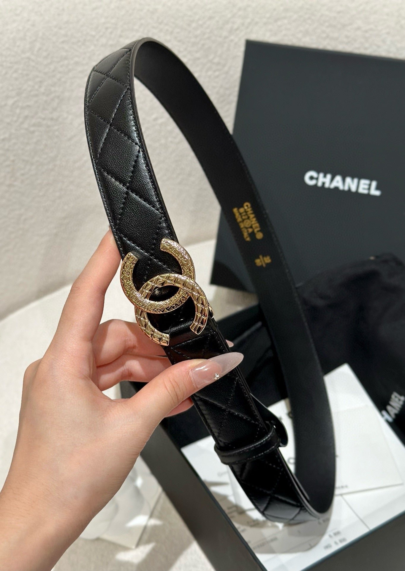 Alternative view of Chanel Black Quilt Gold Belt