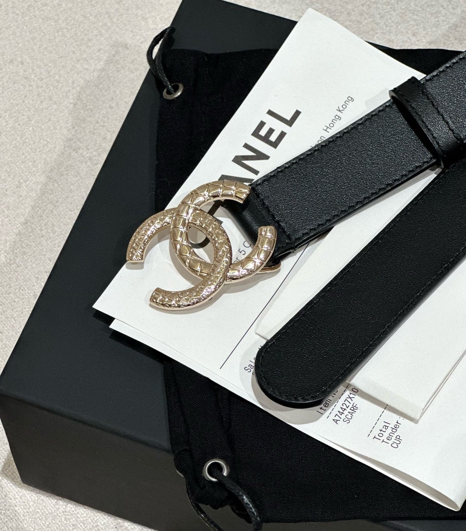 Chanel Black Woven Gold Belt - Image 5
