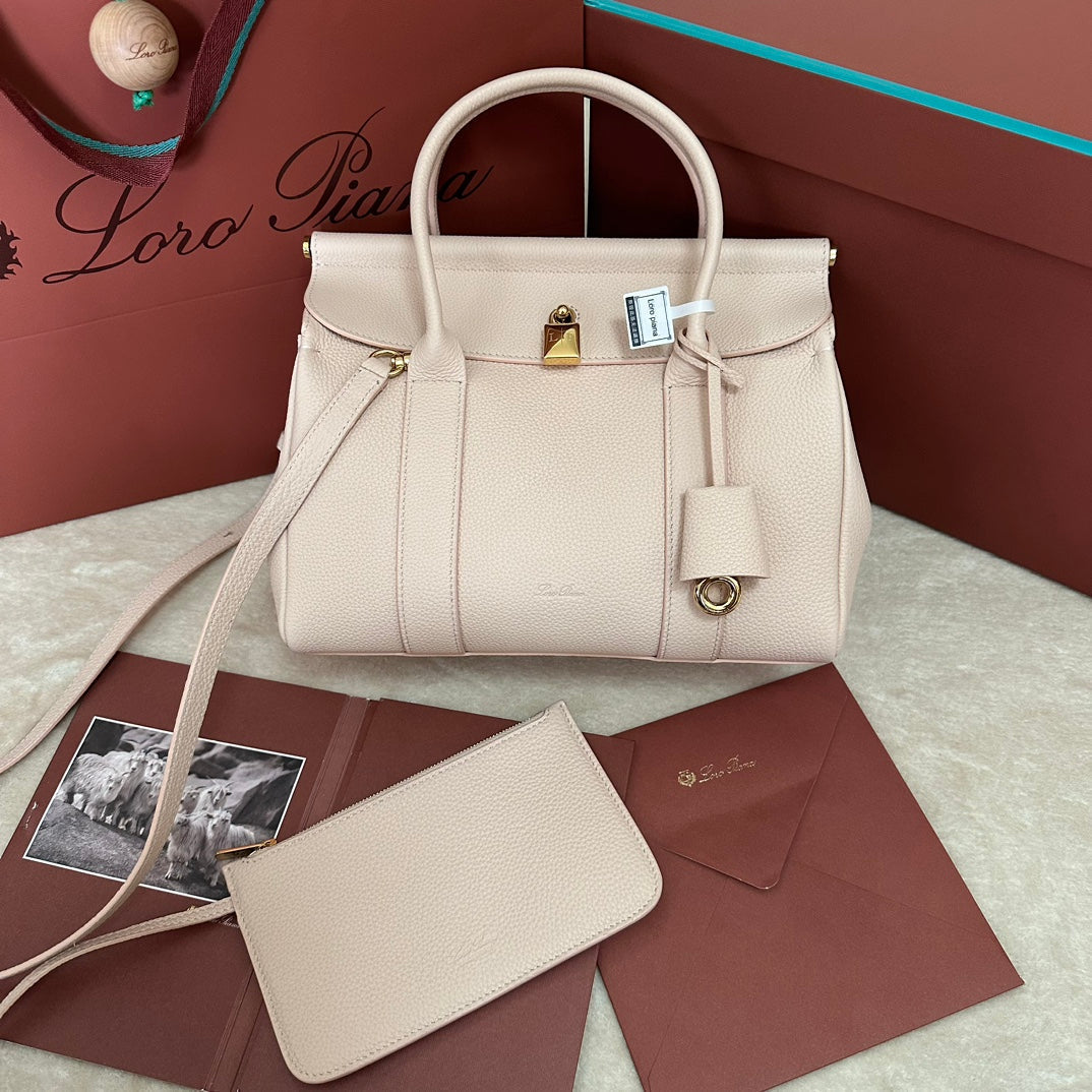 Loro Piana Sesia Nude Grain Handbag