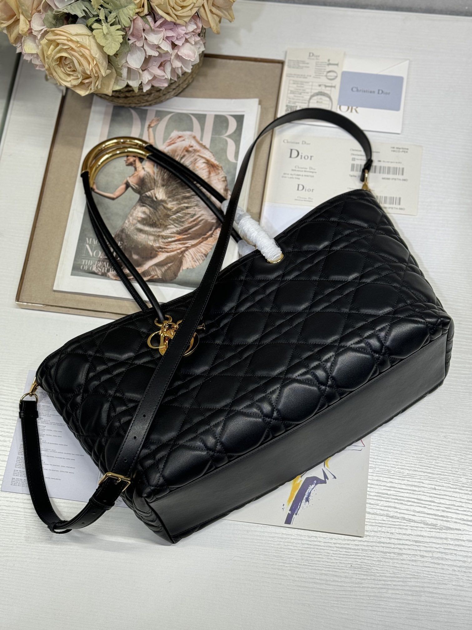 Alternative view of Dior Toujours Series Black Lambskin Large Tote Bag
