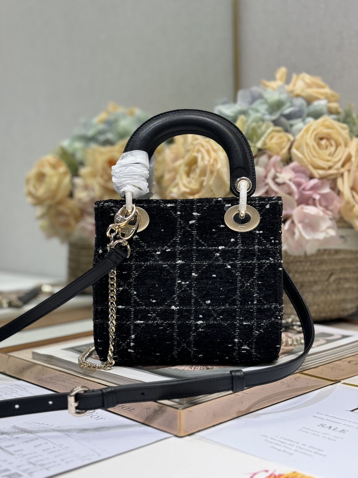 Alternative view of Dior Lady 17cm Black Lambskin & Black-White  Canvas