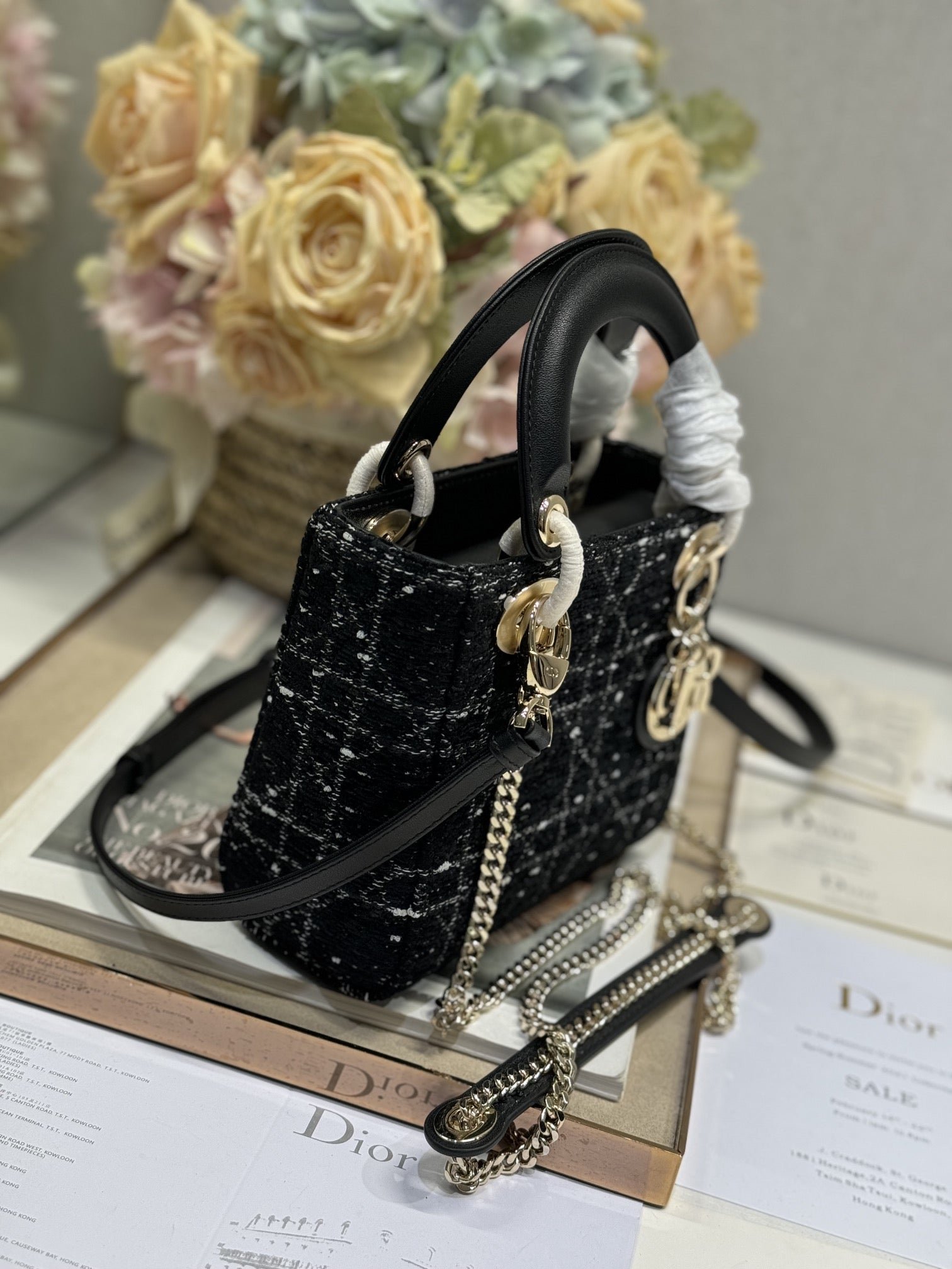 Dior Lady 17cm Black Lambskin & Black-White - Image 3