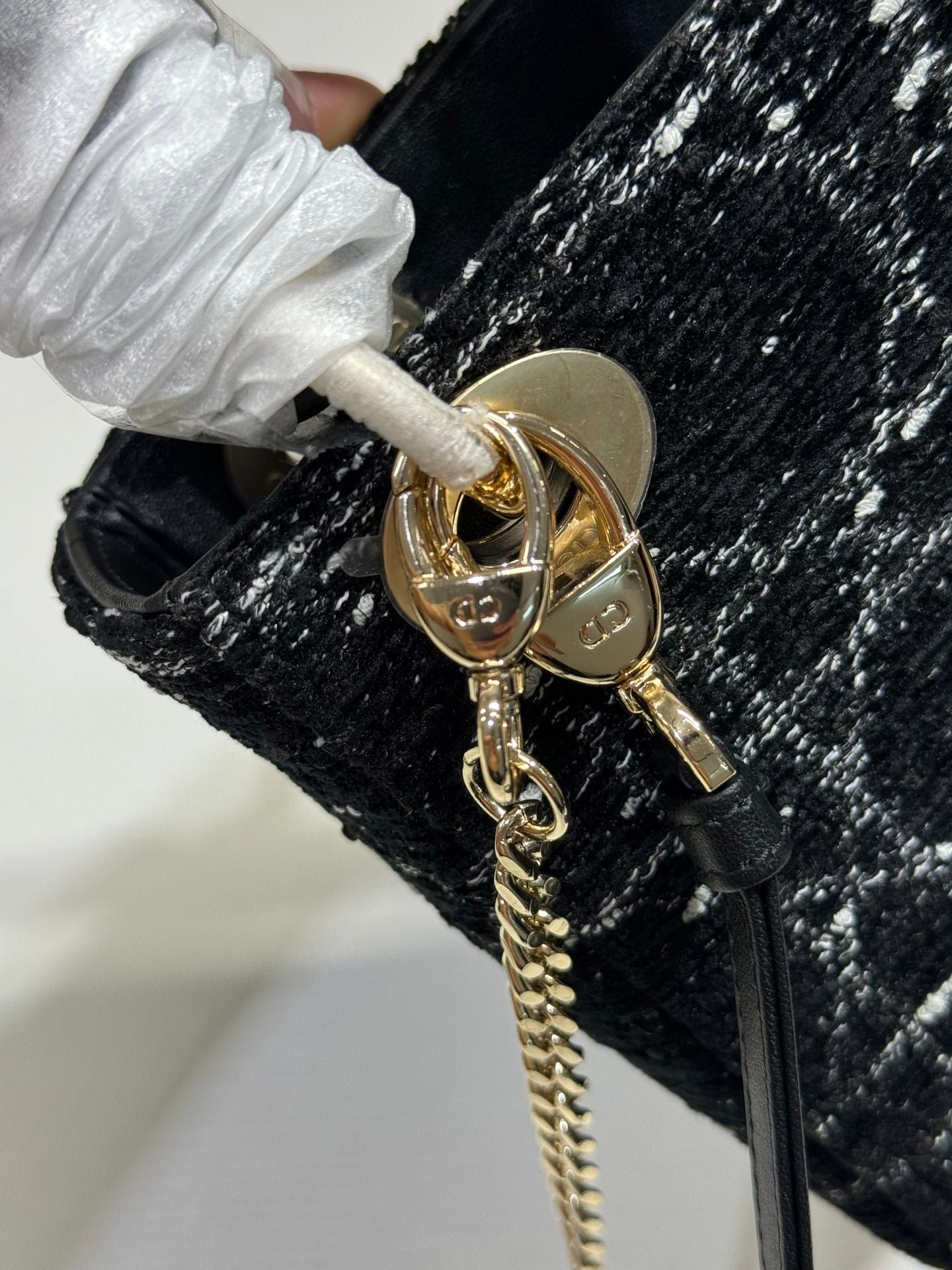Dior Lady 17cm Black Lambskin & Black-White - Image 7