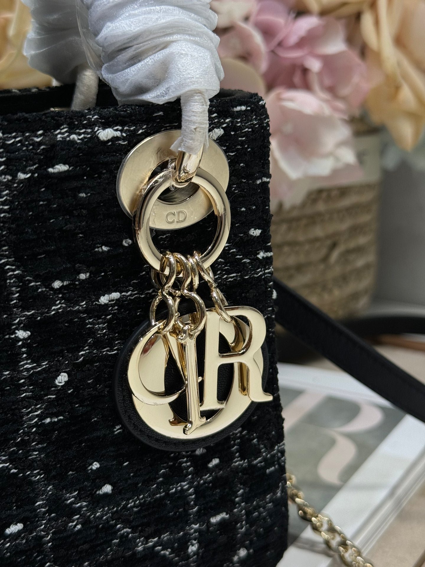 Dior Lady 17cm Black Lambskin & Black-White - Image 8