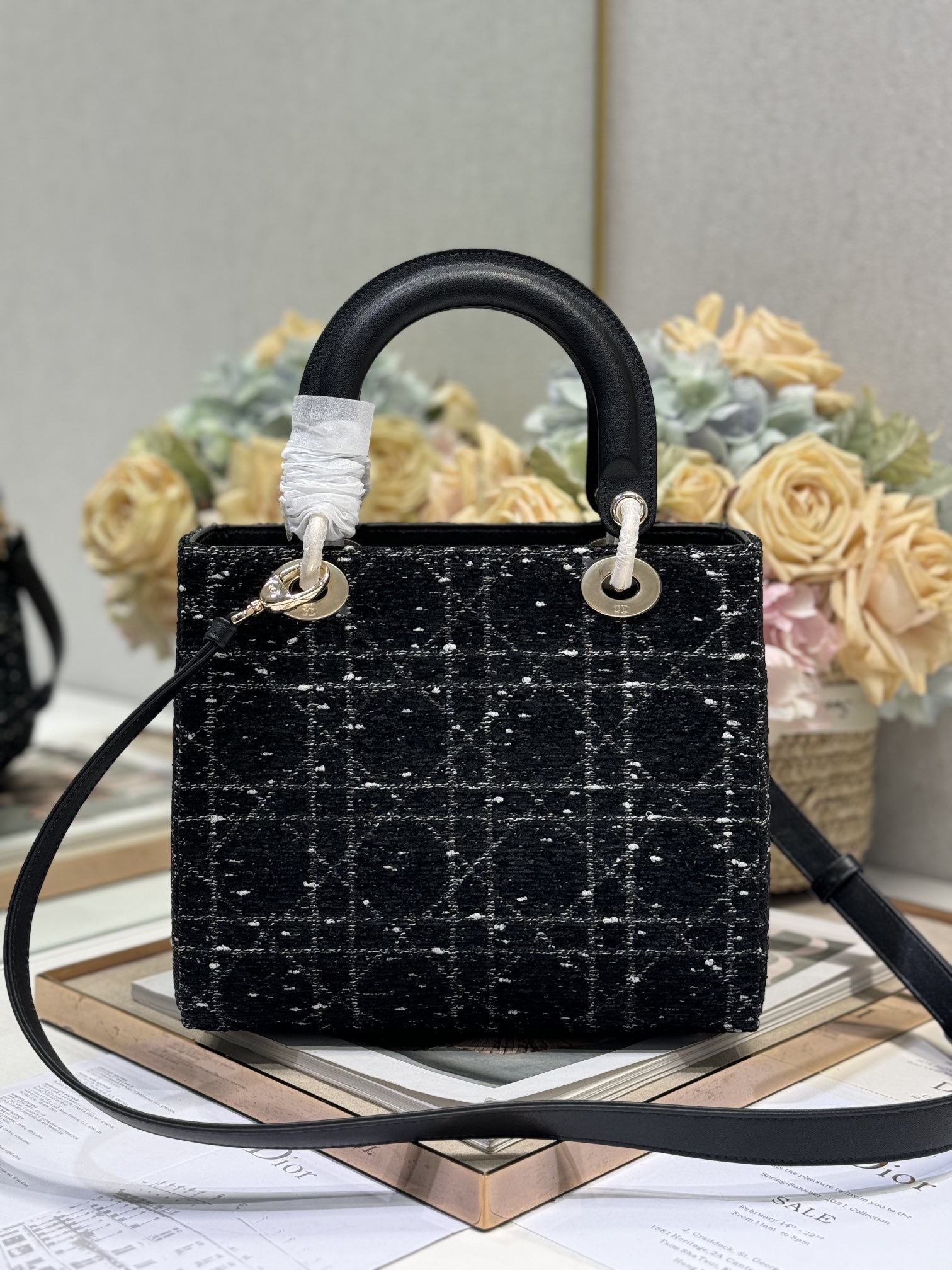 Alternative view of Dior Lady Series Black White Mixed-Media  Handbag