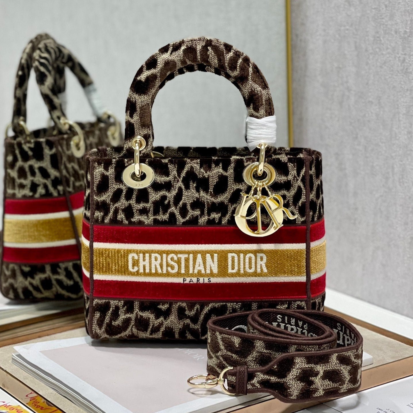 Dior Lady Dior Velvet Leopard 24
