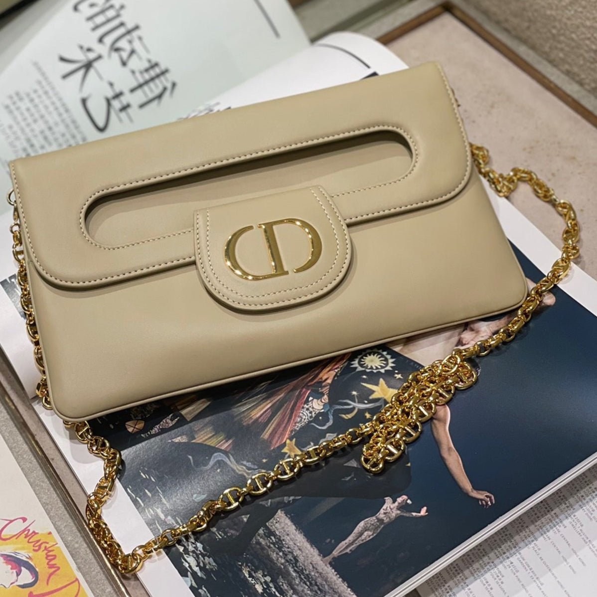 Dior Diordouble Calfskin Beige CD Logo - Image 8