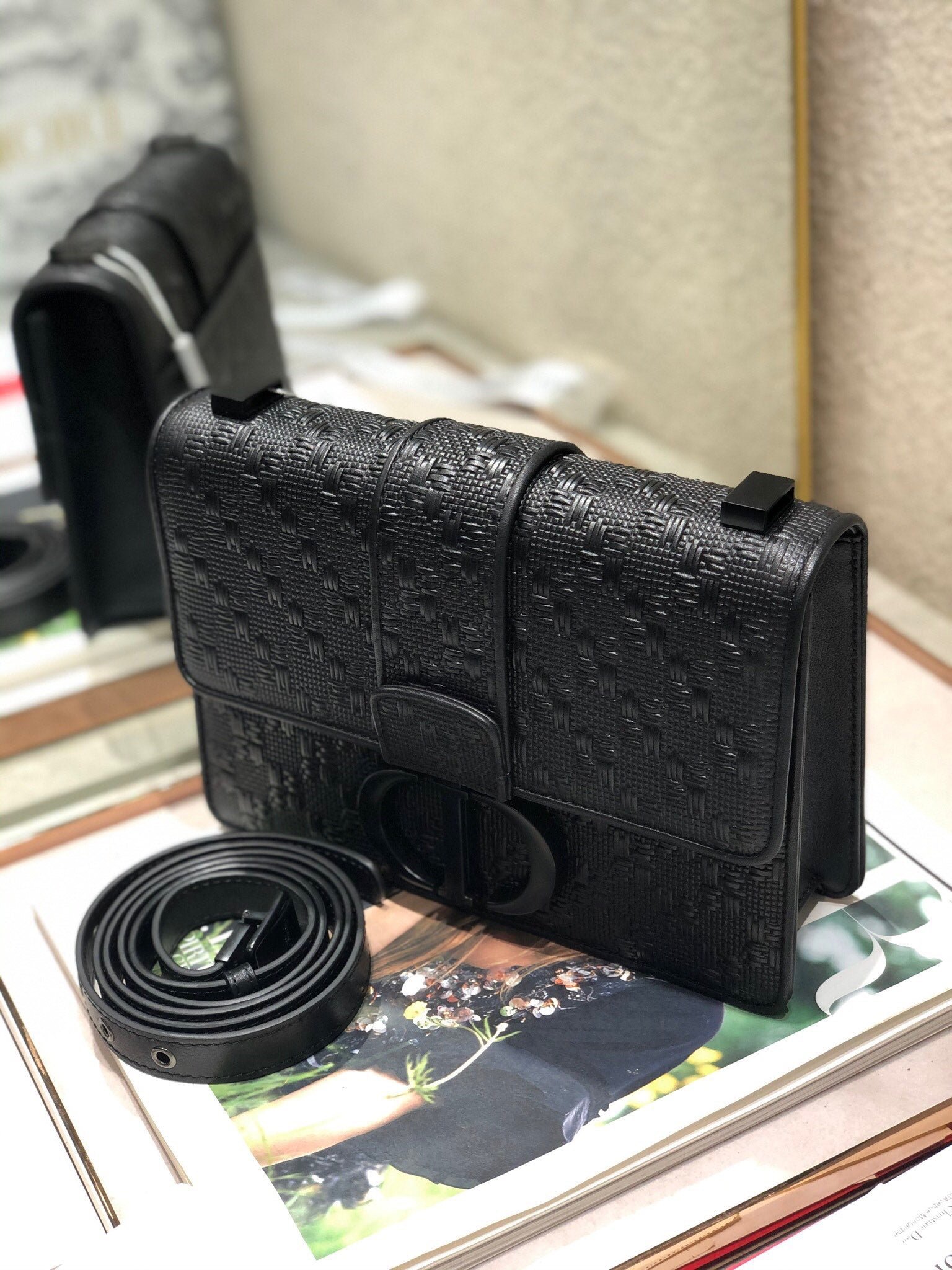 Alternative view of Dior Montaigne Embossed Black Calfskin