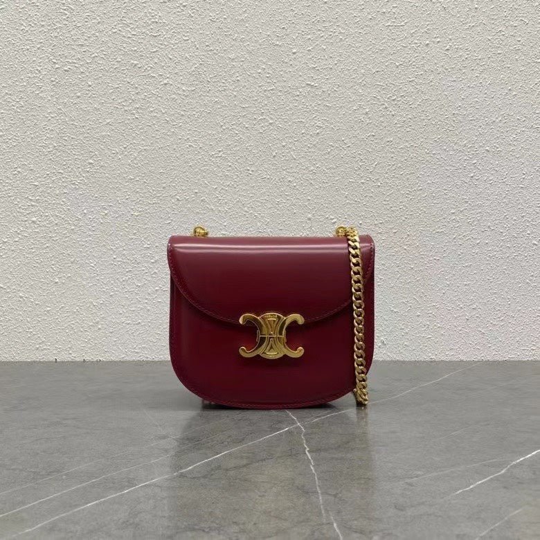 Celine Besace Clea Burgundy Chain Bag