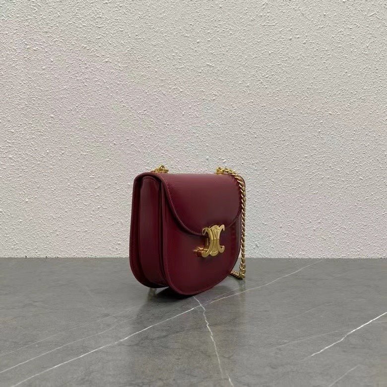 Alternative view of Celine Besace Clea Burgundy Chain Bag