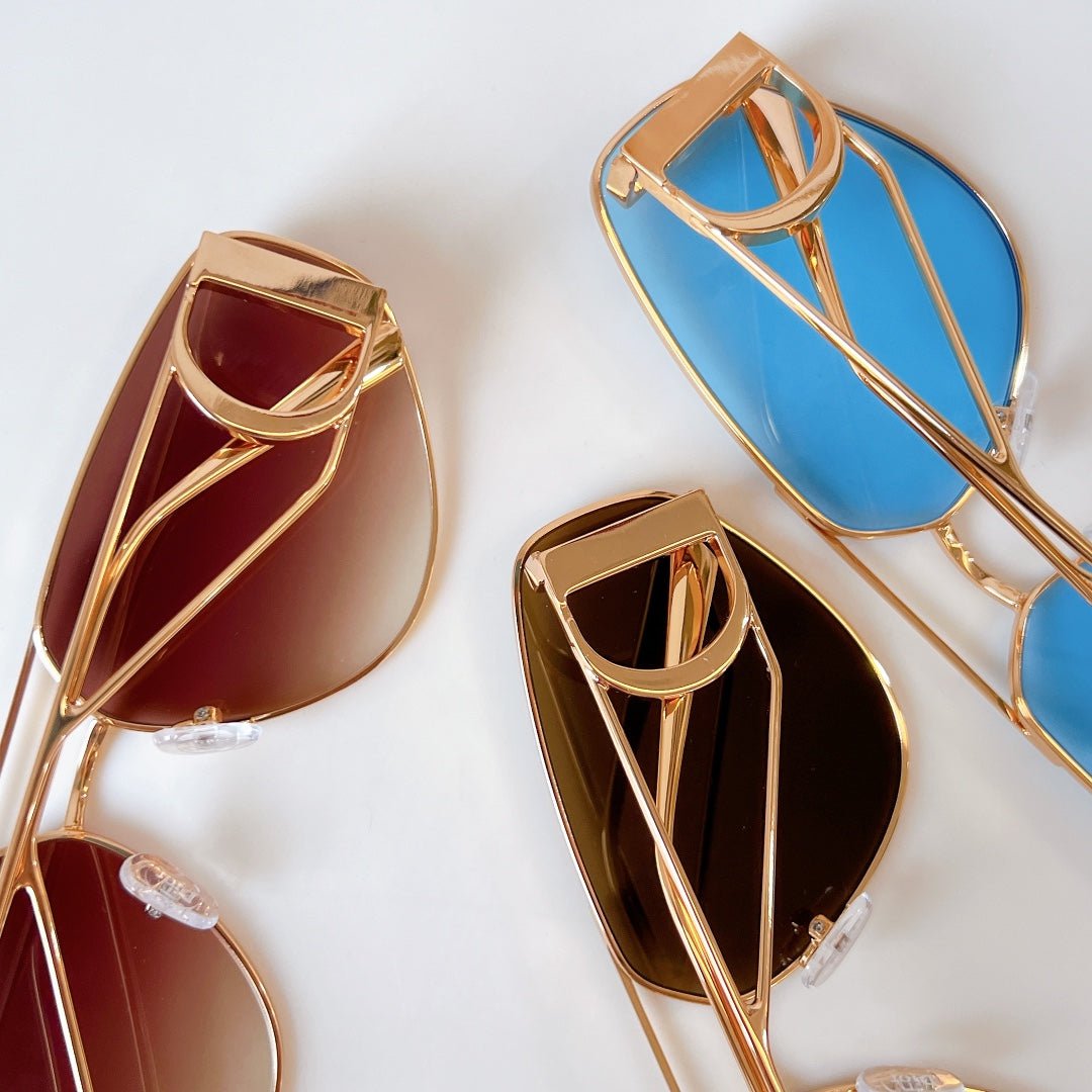 Dior Gold Pilot Blue Tint Sunglasses - Image 8