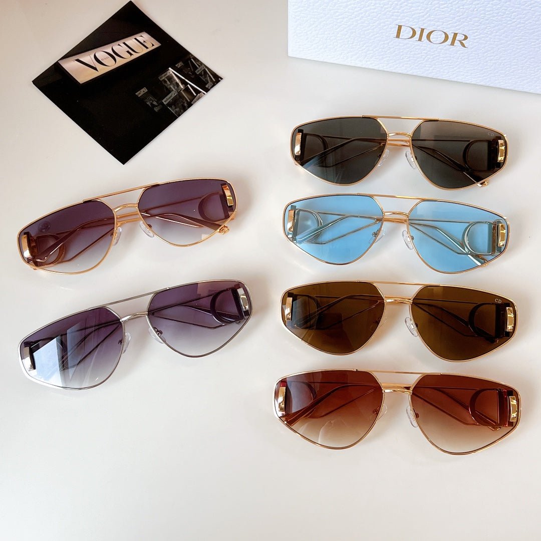 Dior Gold Pilot Blue Tint Sunglasses - Image 9