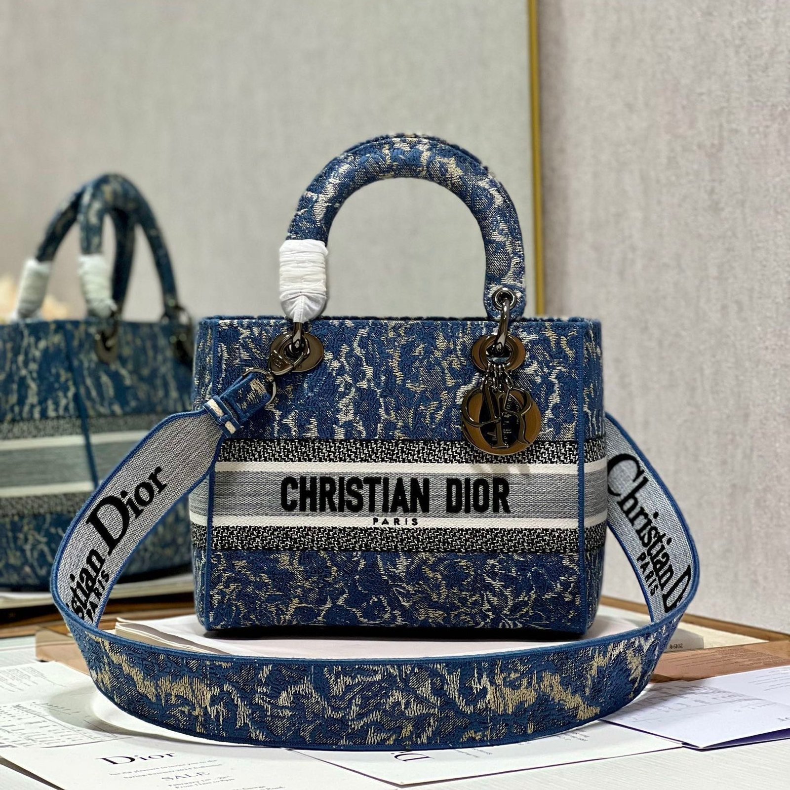 Dior Lady Dior Canvas Denim Water Blue 24