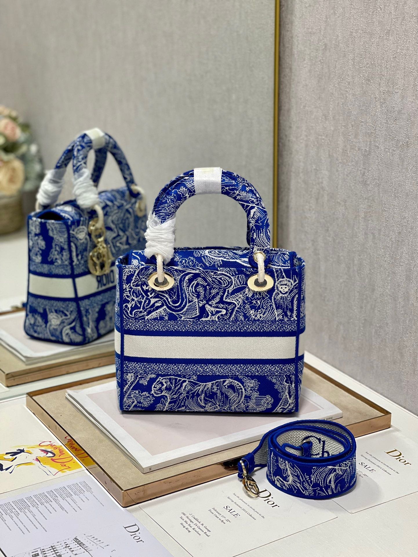 Dior Lady Dior 24 Canvas Blue White Tiger - Image 5