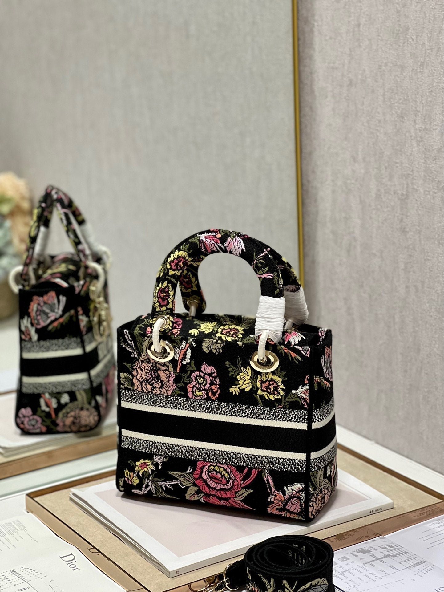 Dior Lady Dior Series Floral Printed Handbag - Image 7