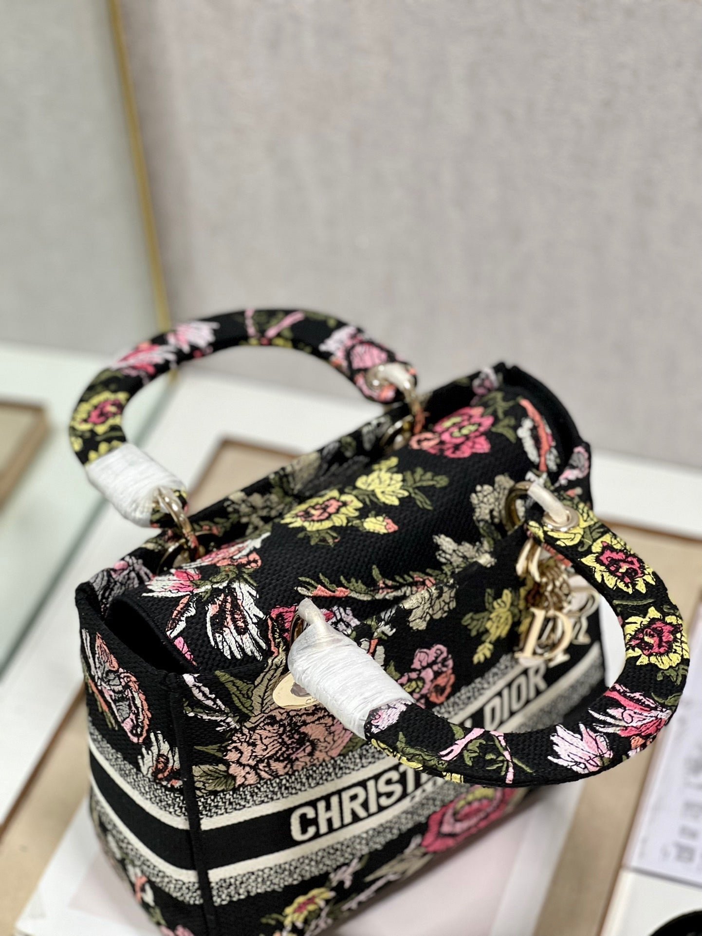 Dior Lady Dior Series Floral Printed Handbag - Image 5