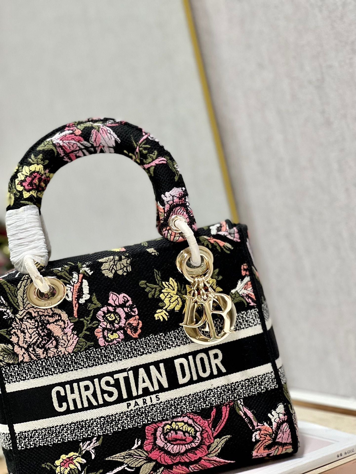 Dior Lady Dior Series Floral Printed Handbag - Image 8