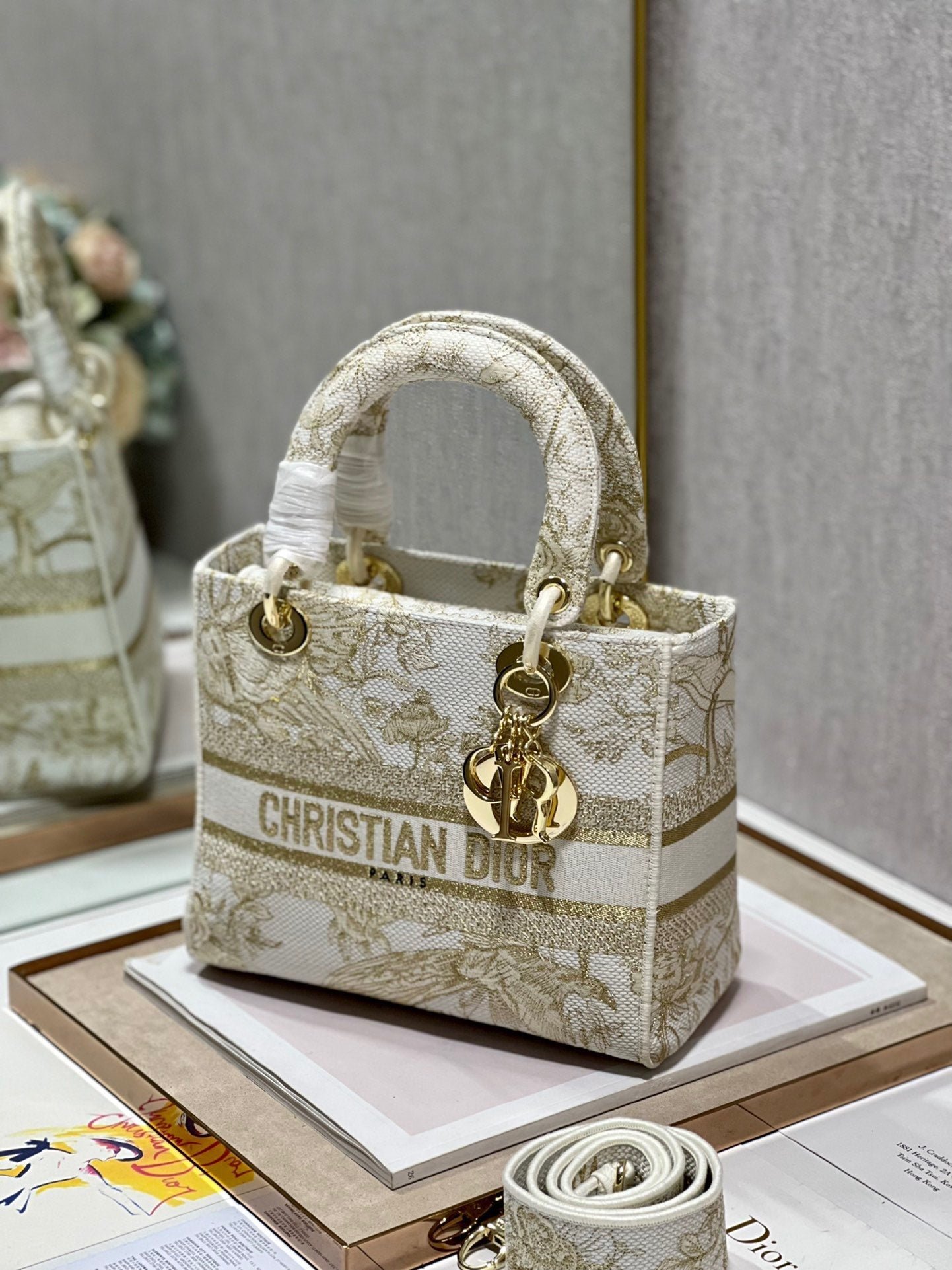 Dior Lady Dior Series Toile De Jouy Handbag - Image 7