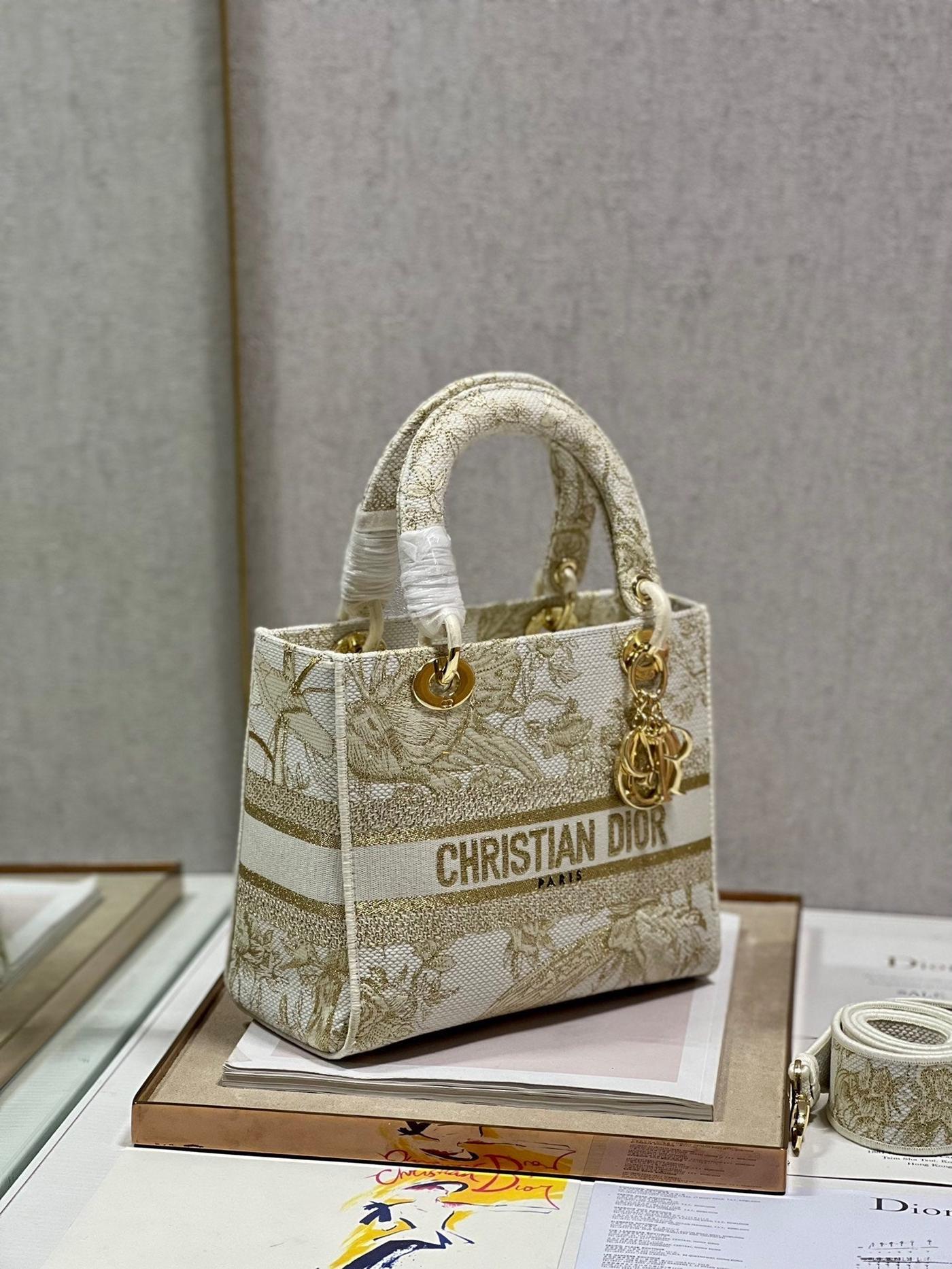 Dior Lady Dior Series Toile De Jouy Handbag - Image 3