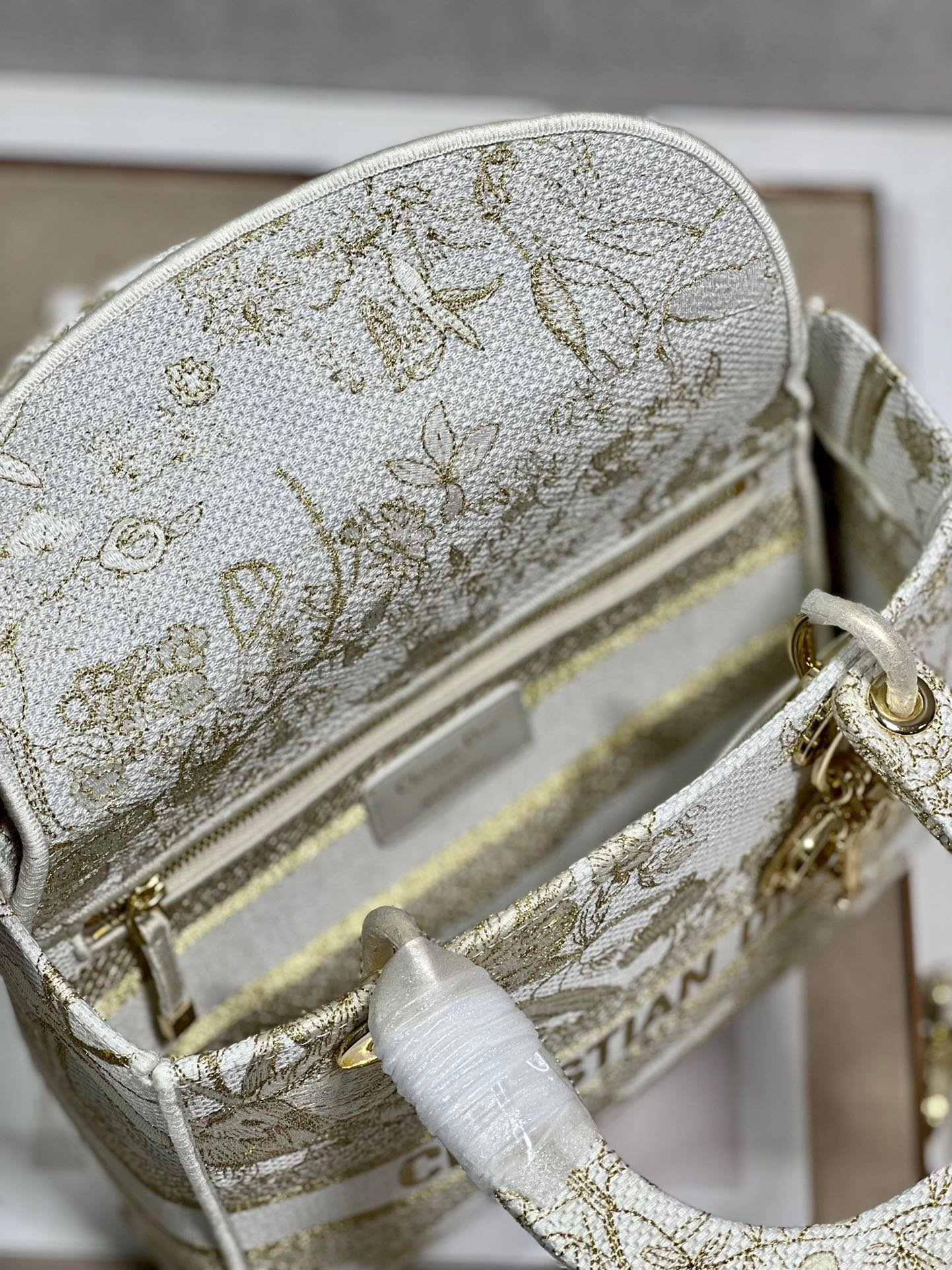 Dior Lady Dior Series Toile De Jouy Handbag - Image 8