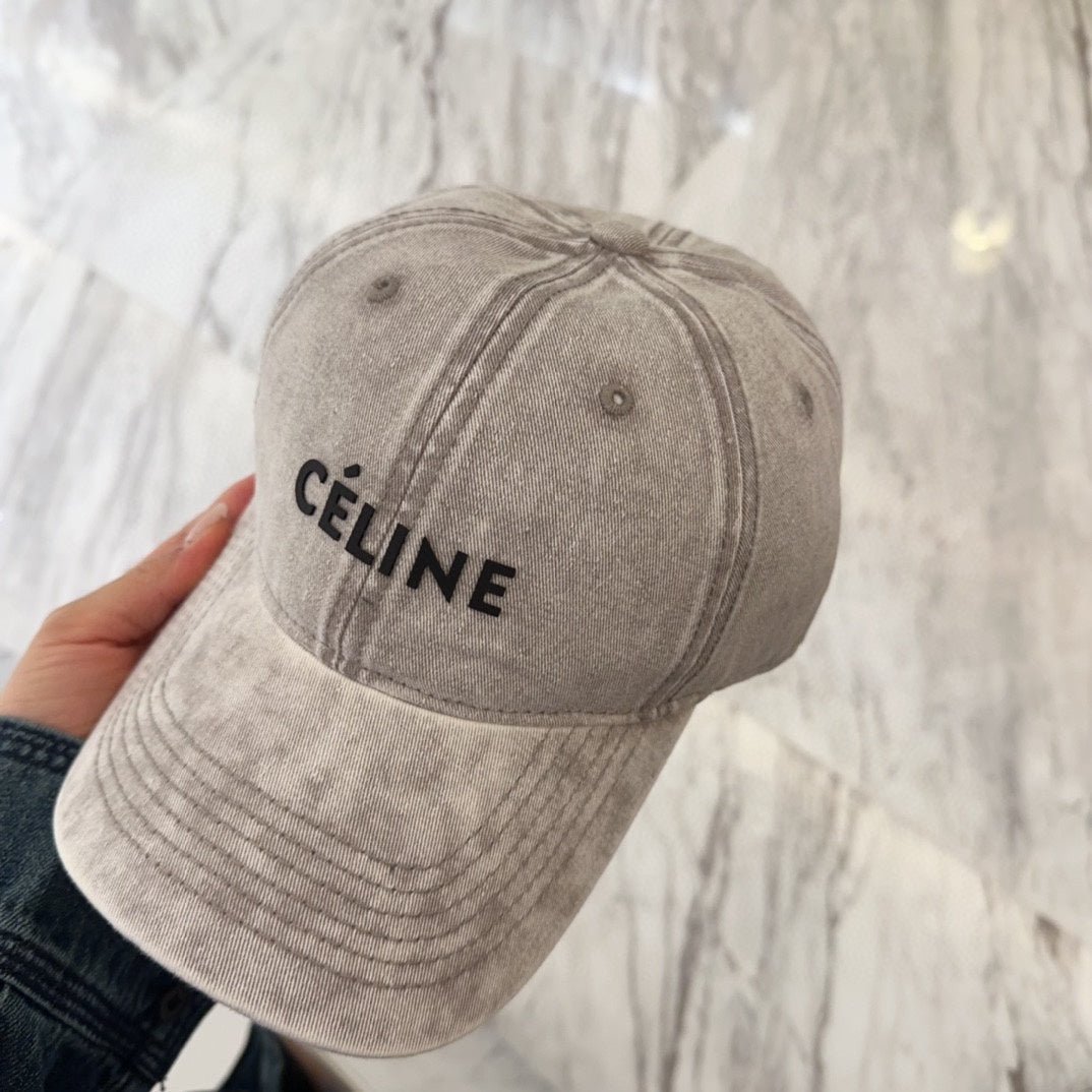 Alternative view of Celine Letter Washed Grey Denim Cap