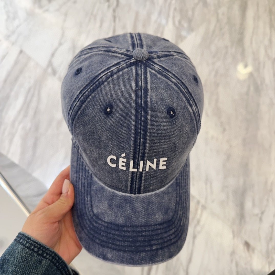 Alternative view of Celine Letter Washed Blue Denim Cap