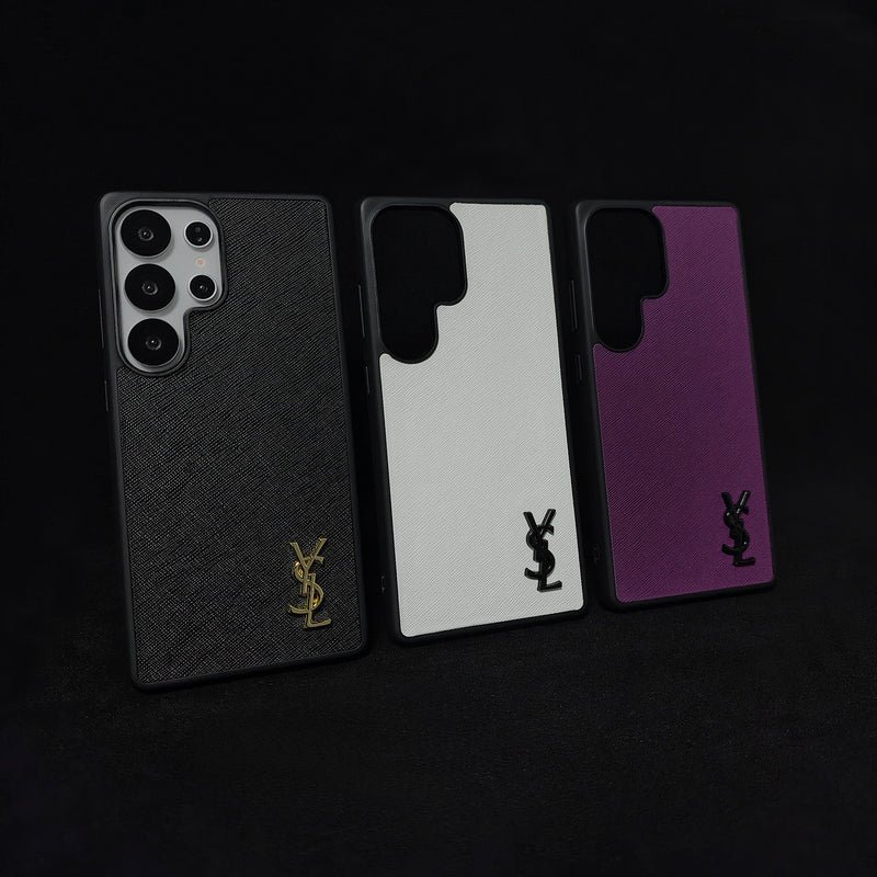 YSL Black Leather Samsung Phone Case - Image 7