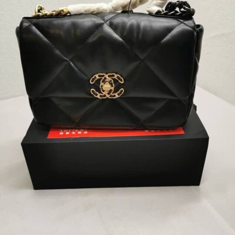 Alternative view of Chanel 19 Flap Bag Shiny Gold And Silver Tone Black 26Cm AS1160 B04852 94305