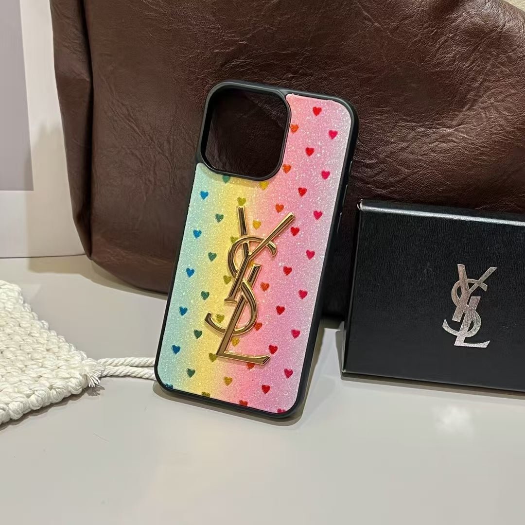 YSL Colorful Heart Glitter iPhone Case - Image 6