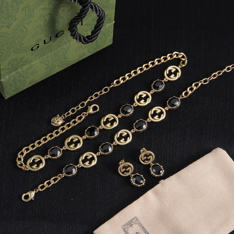 GUN8 Women's new fashion necklace bracelet earring set jewelry