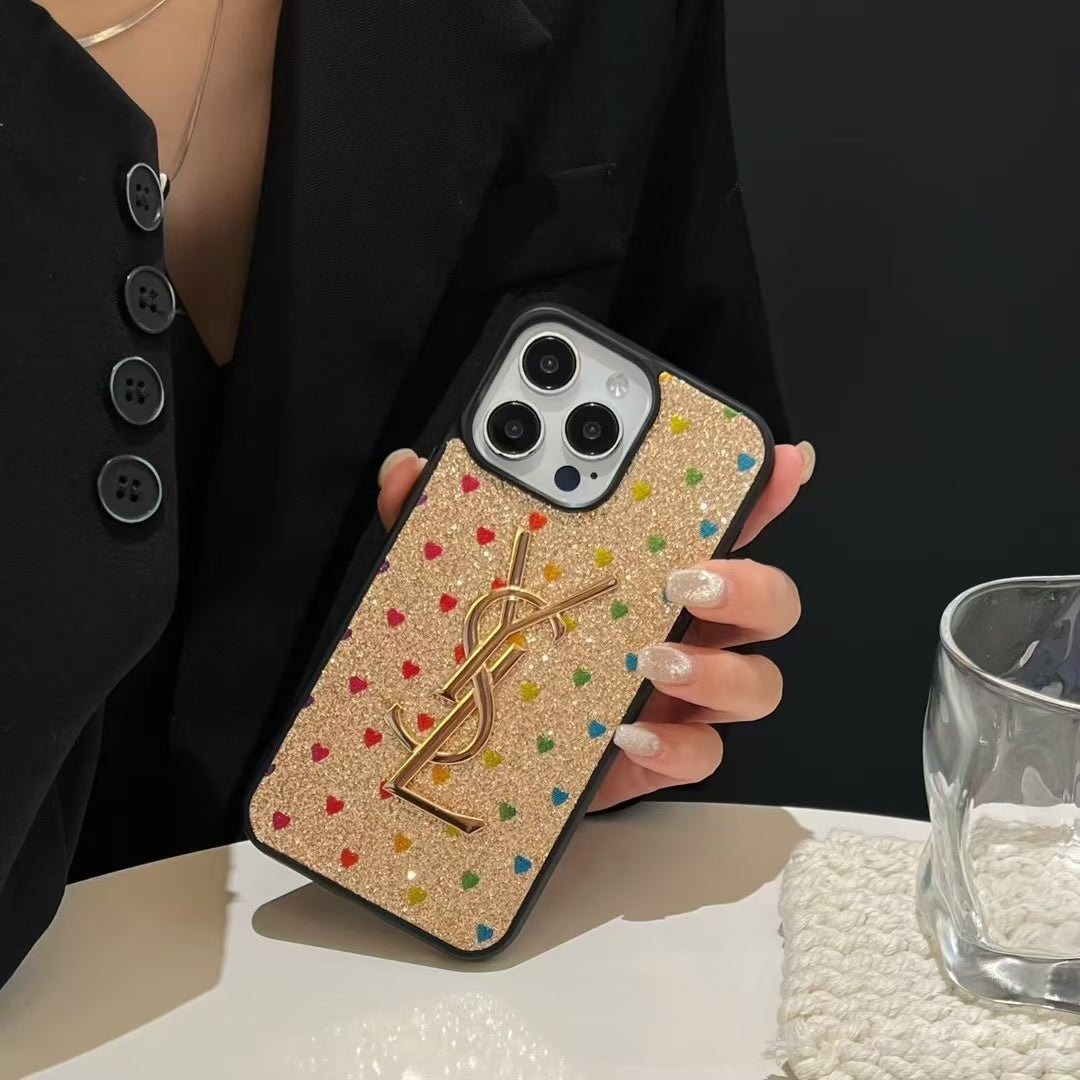 YSL Colorful Heart Glitter iPhone Case - Image 8