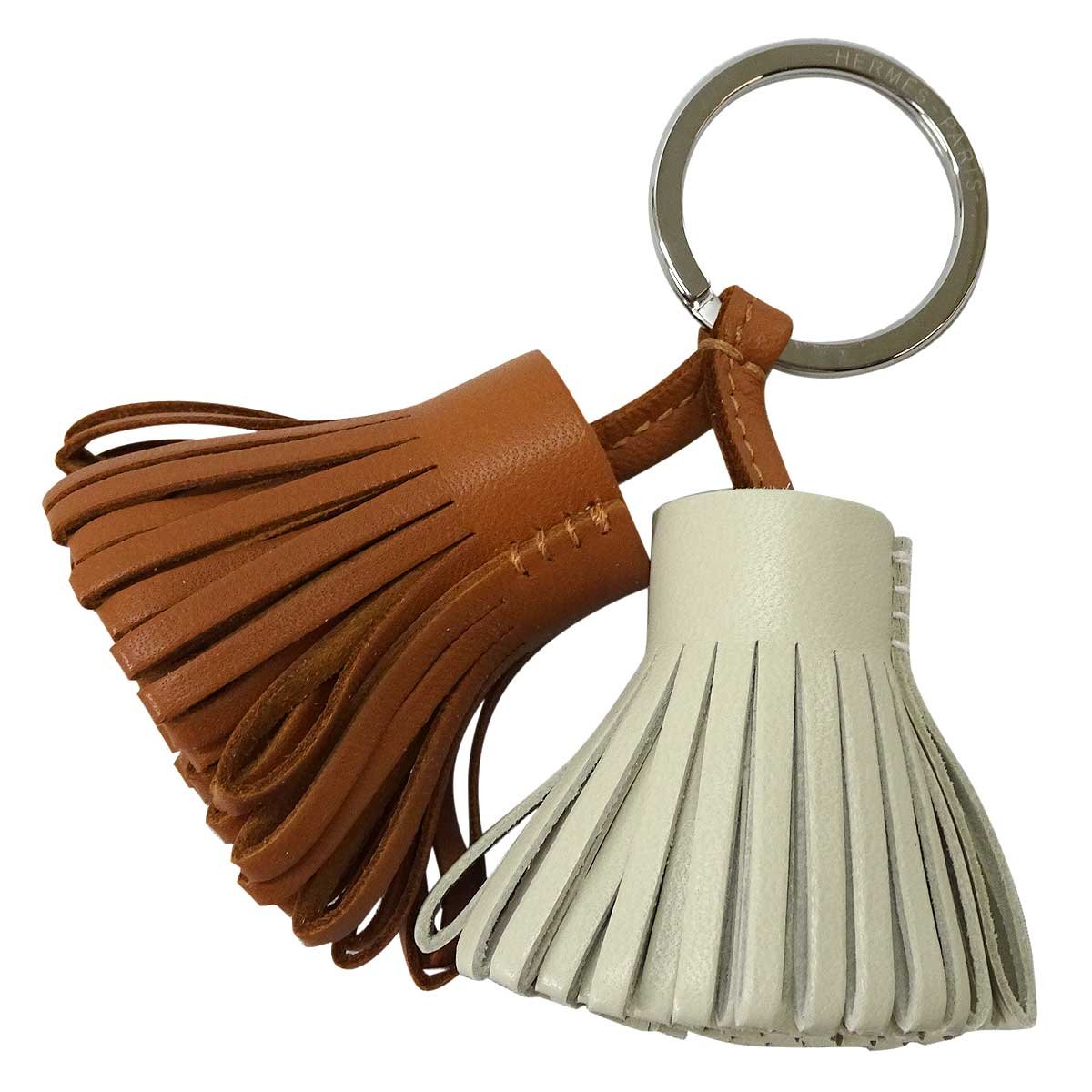 Alternative view of HERMES key ring Carmen Unodos Gold/Craie Agneau Milo Silver HW[BRAND NEW][Authentic]