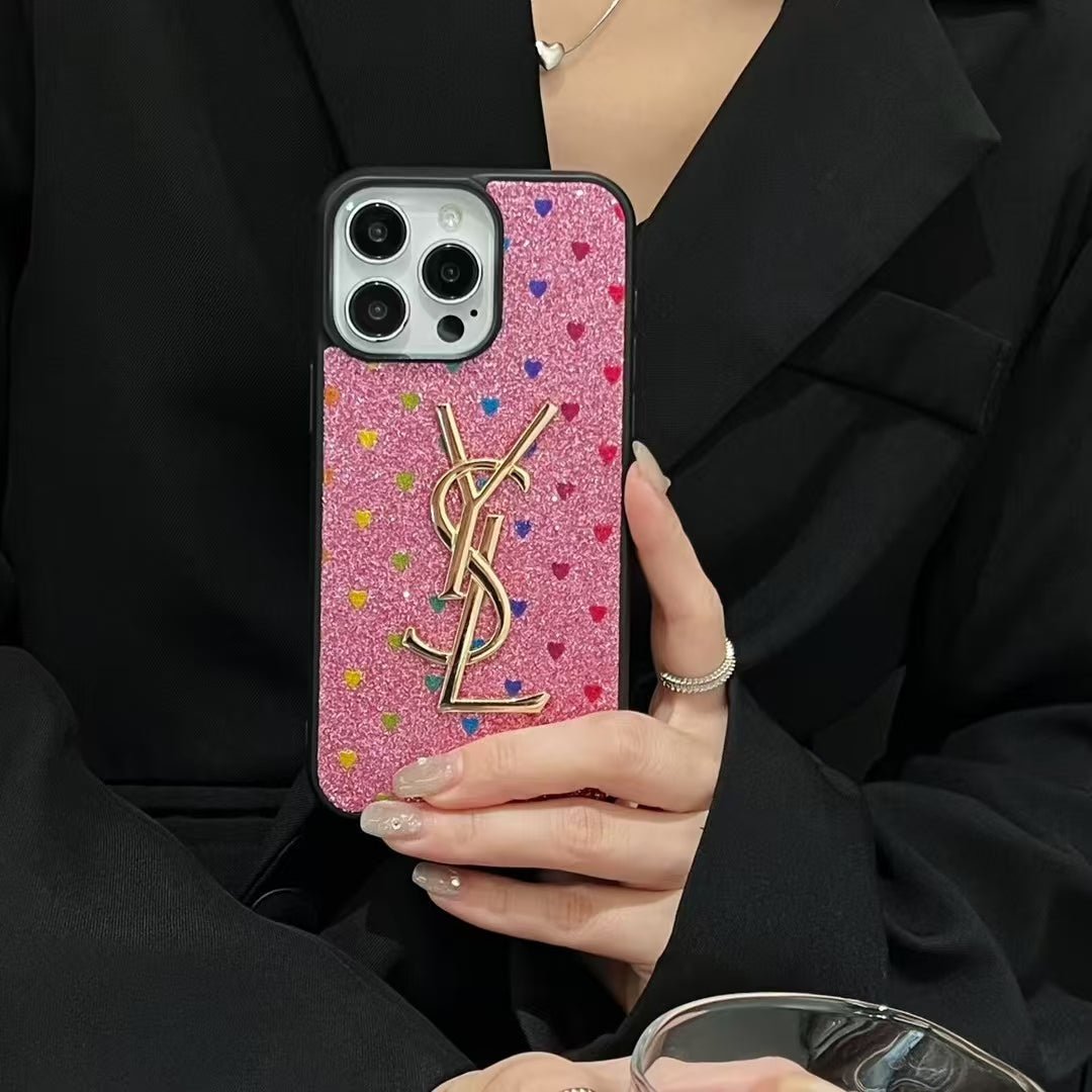 YSL Colorful Heart Glitter iPhone Case - Image 4